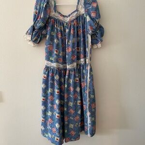 Blue Patterned Women's Dress